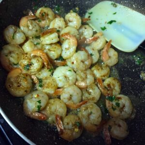 Homemade shrimp scampi
